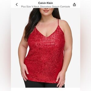 Calvin Klein Red Sequin Top